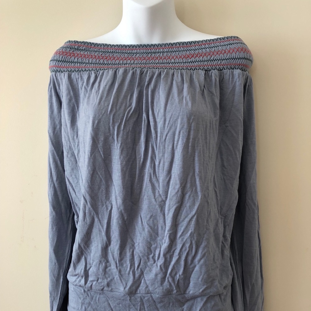 NWT Slate blue off the shoulder long sleeve shirt